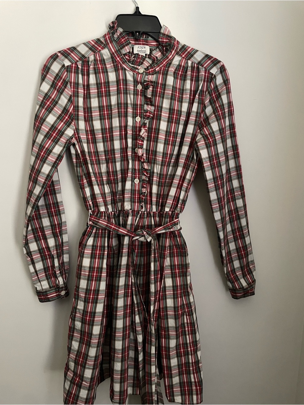 J. Crew Tartan Mini Shirt Dress 
Women’s size 2 Ruffle